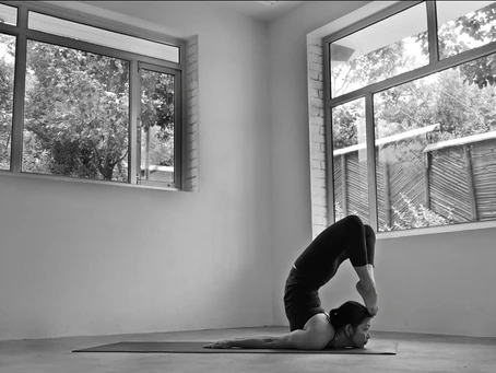 Poorna Shalabhasana, the full locust pose, one of the poses of the 5-Element Hatha Asana Sequence